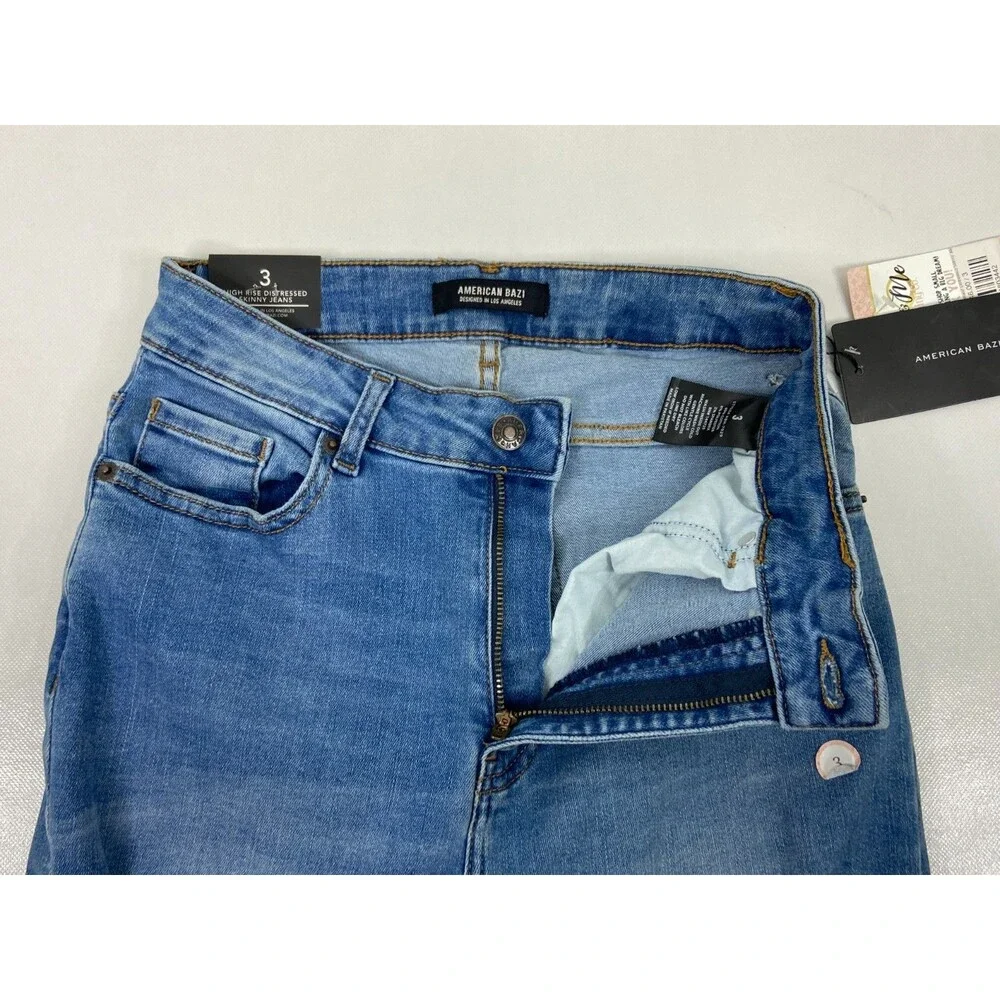 American Bazi Women Size 3 Jeans High Rise Skinny Distressed NWT - Picture 10 of 15